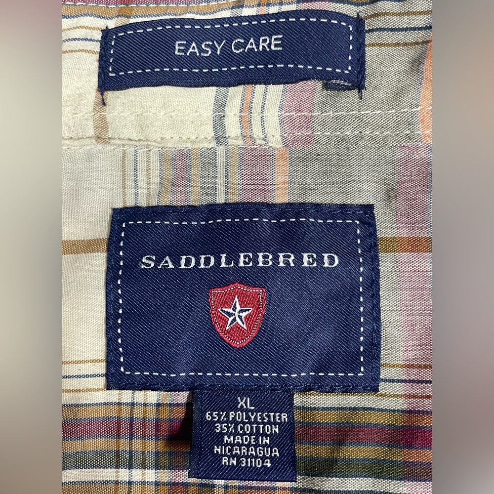 Saddlebred Easy Care Multicolor Plaid LS BD Shirt Men’s Size XL - Picture 5 of 6